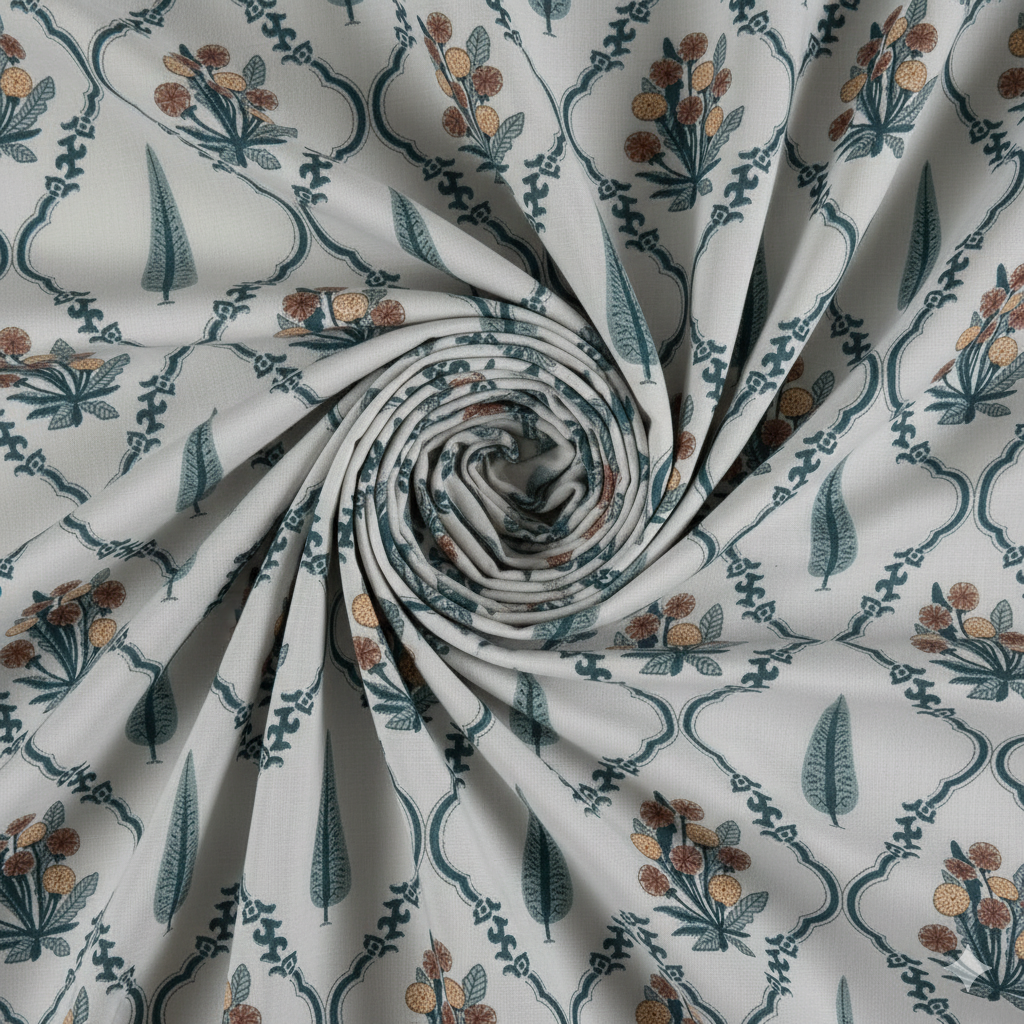 Utsav - Green | Artisanal Jaipuri Print Bedsheet | 100% Cotton Queen/King Size Bedding