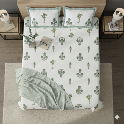 Vann | Artisanal Jaipuri Print Bedsheet | 100% Cotton Queen/King Size Bedding