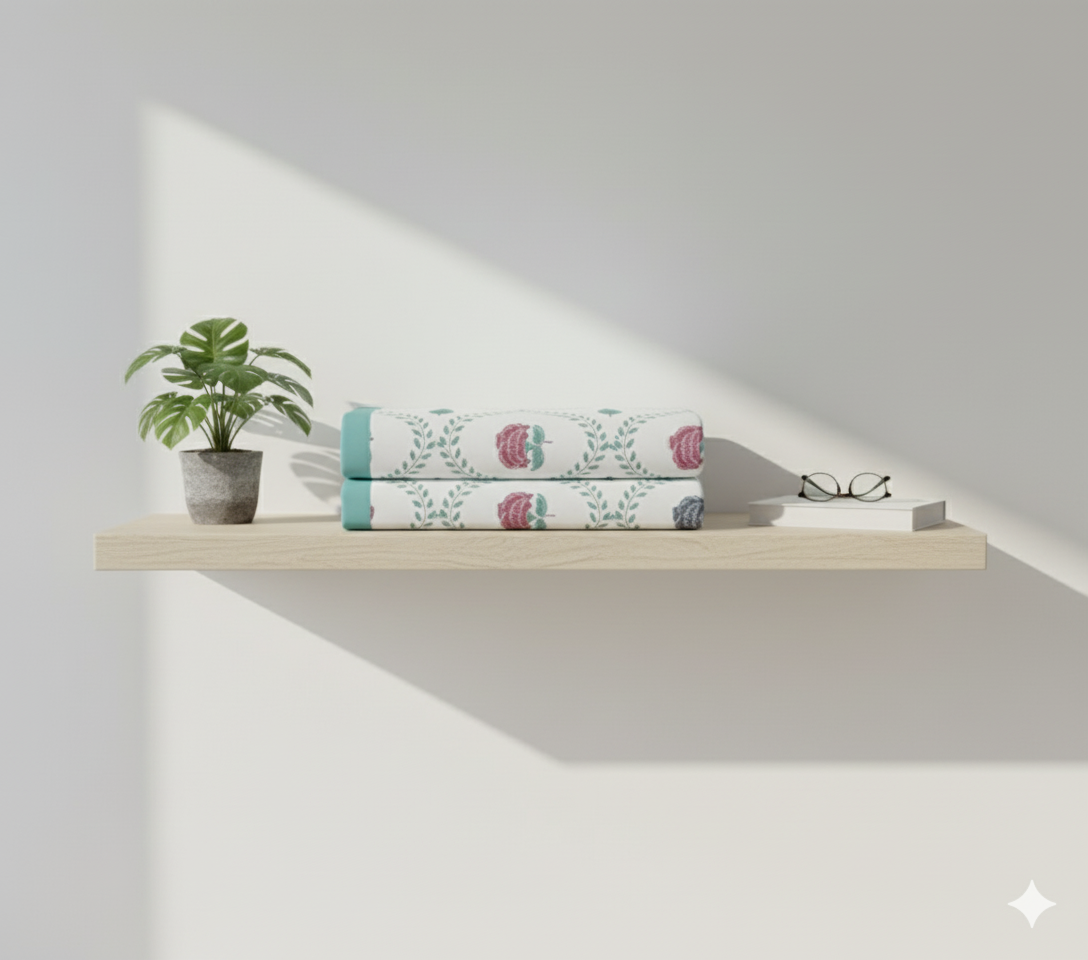 Mehfil - Blue | Artisanal Jaipuri Print Bedsheet | 100% Cotton Queen/King Size Bedding