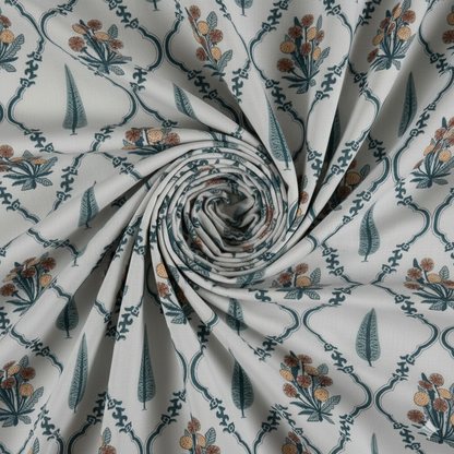 Utsav - Green | Artisanal Jaipuri Print Bedsheet | 100% Cotton Queen/King Size Bedding